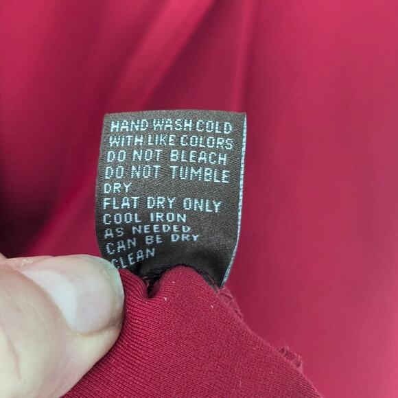 J. McLaughlin Red Ponte Knit Dress Split Neck ¾ Tulip Sleeve Stretch Work Large - Picture 6 of 8